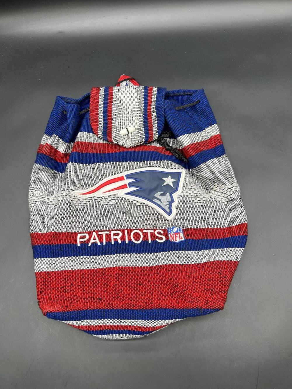 PATRIOTS Football Mexican Blanket Embroidered Backpack Bag Red White Blue